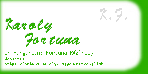 karoly fortuna business card